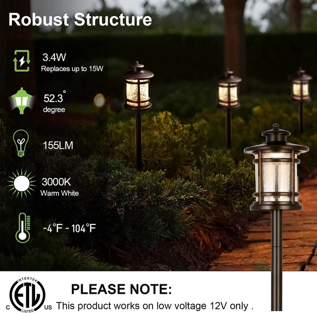 Alt view image 2 of 7 - hykolity Low Voltage ORB LED Landscape Path Light with Crackled Glass Shade