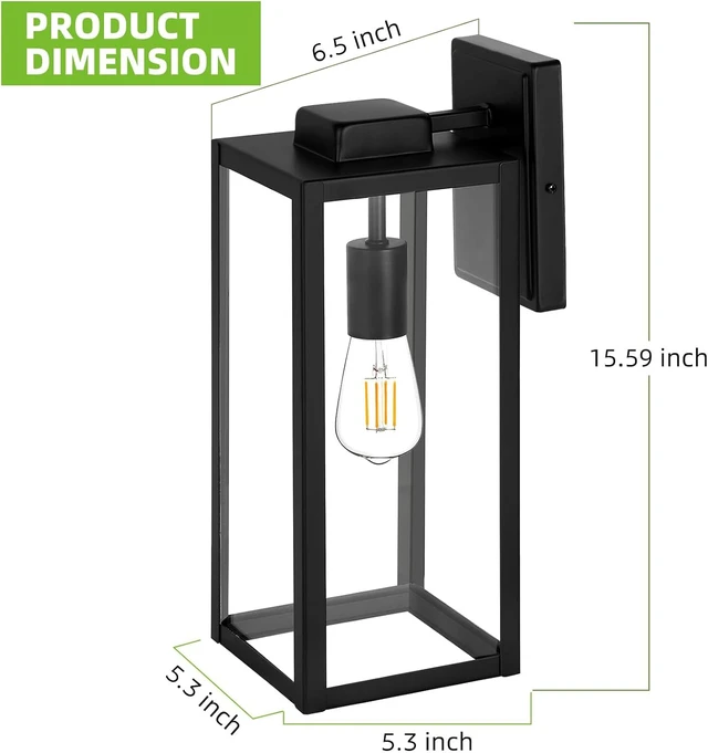 Alt view image 4 of 7 - hykolity Large Size Outdoor Wall Lights,16 Inch Wall Lantern