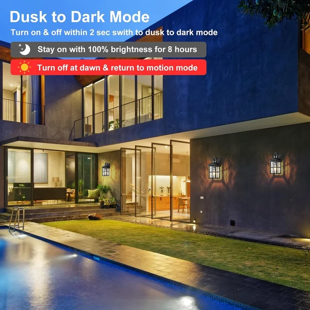 Alt view image 2 of 6 - Motion Sensor Porch Light Dusk to Dawn Outdoor Wall Light