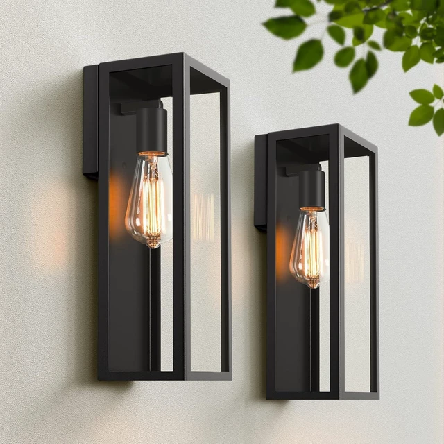 Main image of VerRon Outdoor Black Wall Light Fixtures, Modern Exterior Wall Lanterns