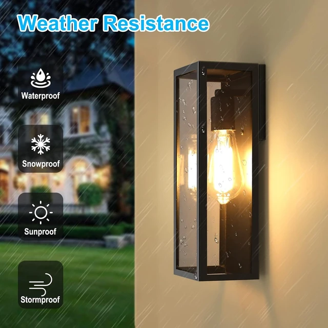 Alt view image 2 of 7 - VerRon Outdoor Black Wall Light Fixtures, Modern Exterior Wall Lanterns