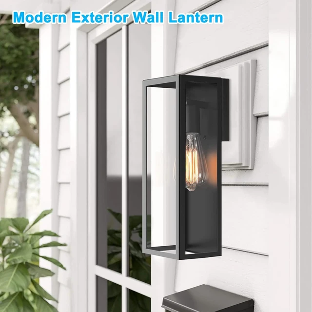 Alt view image 7 of 7 - VerRon Outdoor Black Wall Light Fixtures, Modern Exterior Wall Lanterns