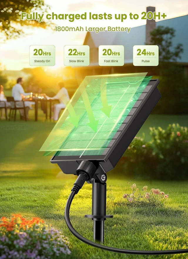 Alt view image 4 of 7 - Brightown 58FT Solar String Lights Outdoor, IP65 Waterproof, Remote, Timer