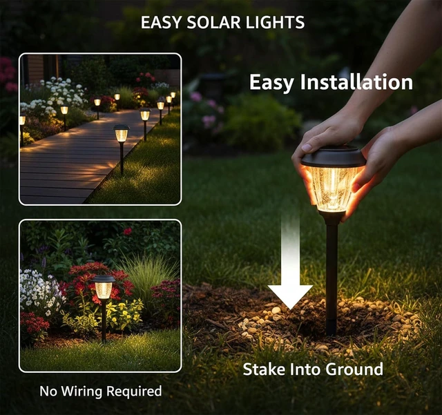Alt view image 7 of 7 - XMCOSY+ Solar Pathway Lights Outdoor, 6 Pack 2-Mode Solar Garden Lights