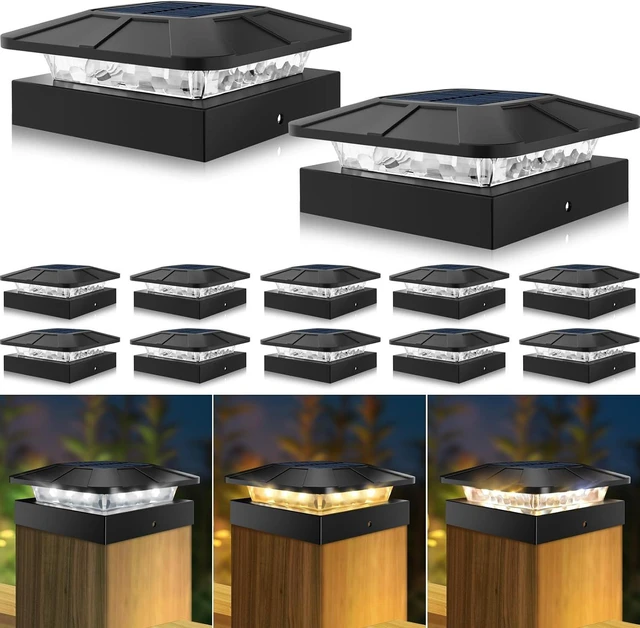 Main image of Peasur 12 Packs 4x4 Solar Post Cap Lights with 3 Lighting Modes