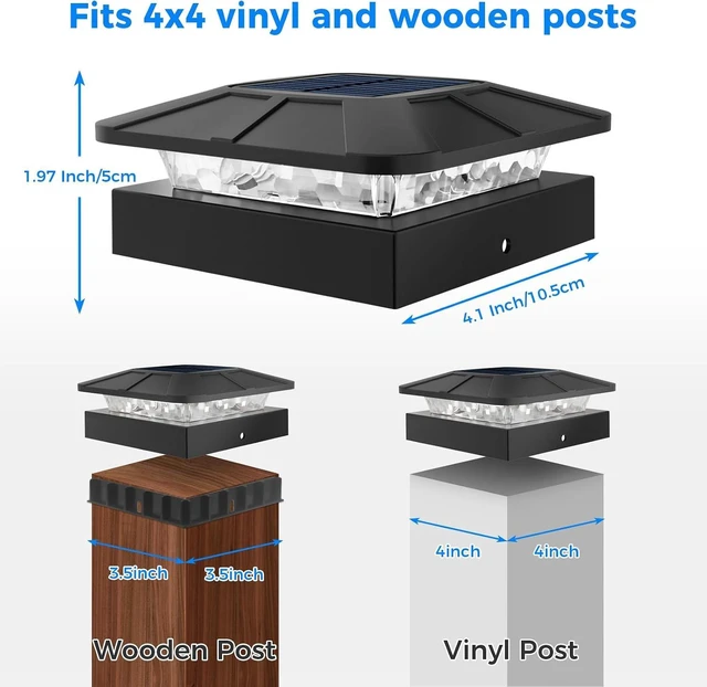 Alt view image 3 of 7 - Peasur 12 Packs 4x4 Solar Post Cap Lights with 3 Lighting Modes