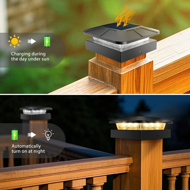 Alt view image 4 of 7 - Peasur 12 Packs 4x4 Solar Post Cap Lights with 3 Lighting Modes
