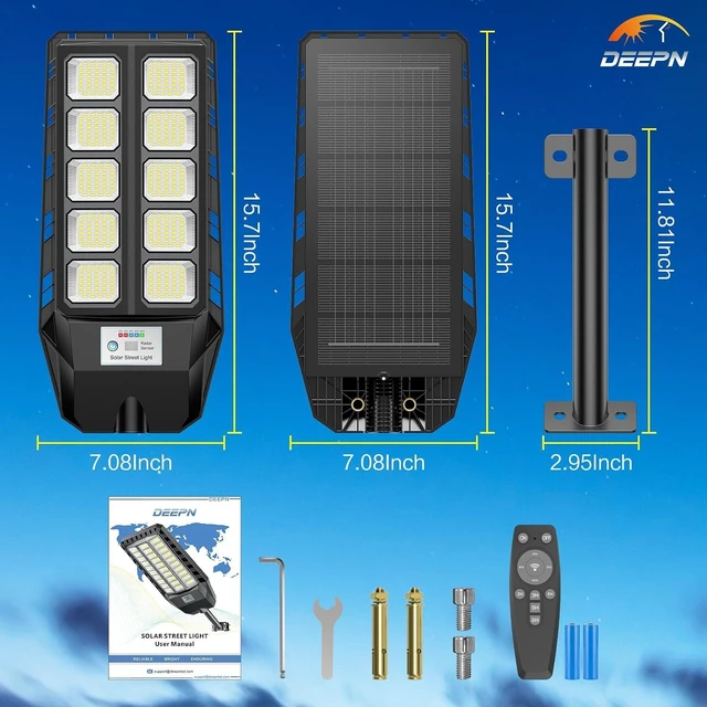 Alt view image 6 of 7 - Deepn Solar Lights Outdoor, IP66 Waterproof Street Lights Outdoor, TW001
