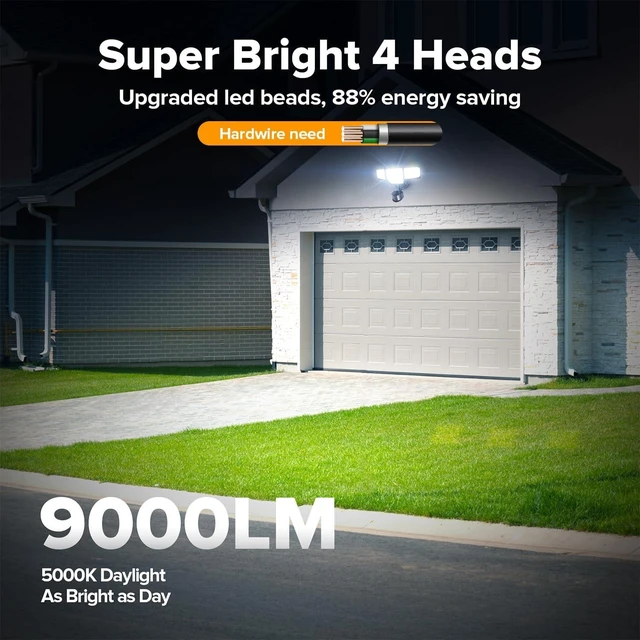 Alt view image 2 of 7 - LUTEC 80W 9000LM Security Light Hardwire Motion Sensor Outdoor Lights
