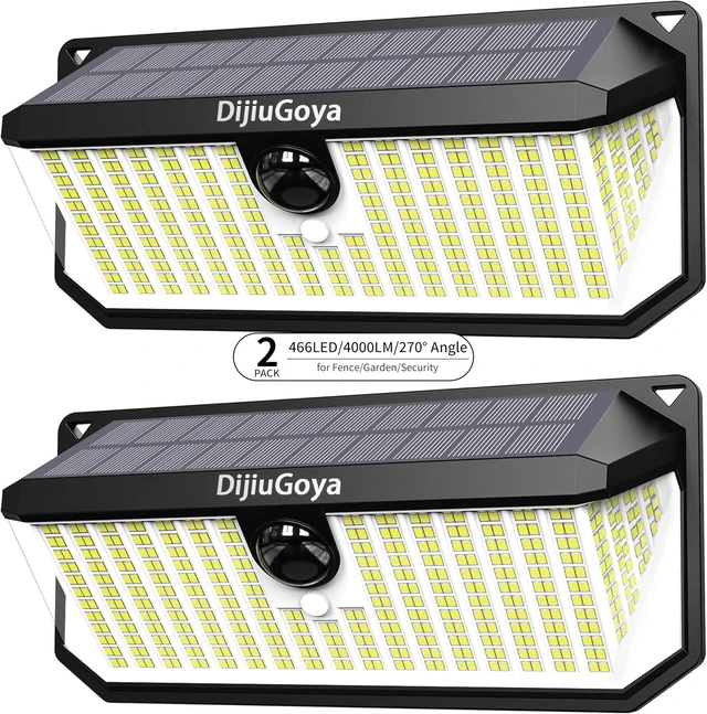 Main image of 466 LEDs Solar Lights Outdoor with Motion Sensor, 2-Pack