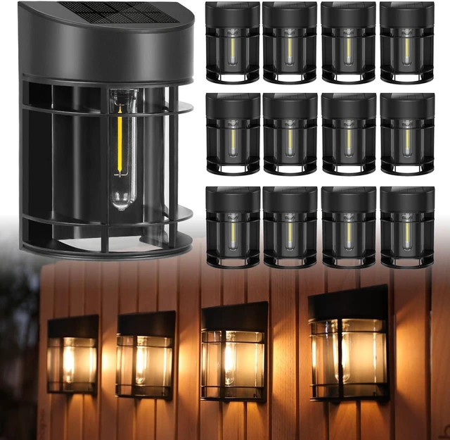 Main image of Solar Fence Lights, 12 Pack Waterproof Solar Lights Outdoor, Outdoor Solar Lights for Fence Garden Yard Step Deck Stairs