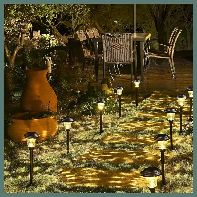 Alt view image 2 of 7 - GIGALUMI Metal & Glass Solar Lights Outdoor, 8 Pack LED Garden Lights