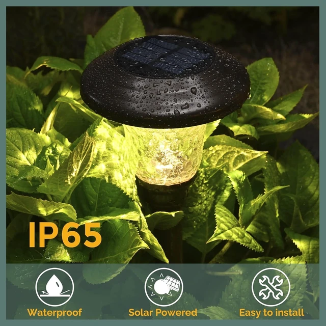 Alt view image 4 of 7 - GIGALUMI Metal & Glass Solar Lights Outdoor, 8 Pack LED Garden Lights