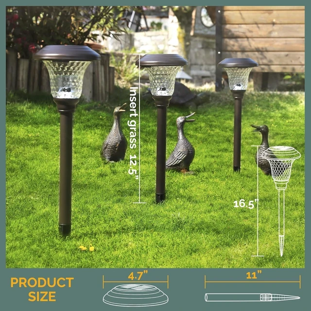 Alt view image 5 of 7 - GIGALUMI Metal & Glass Solar Lights Outdoor, 8 Pack LED Garden Lights