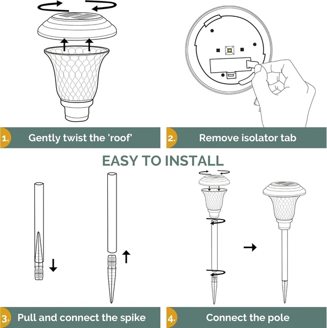 Alt view image 7 of 7 - GIGALUMI Metal & Glass Solar Lights Outdoor, 8 Pack LED Garden Lights