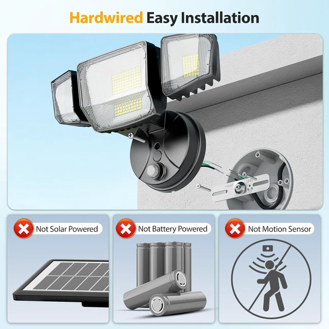 Alt view image 2 of 7 - Onforu 90W Dusk to Dawn Outdoor Lighting,10000lm Flood Lights Outdoor,IP66 Waterproof Black LED Security Light with Photocell,6500k Daylight 4 Adjustable Heads Exterior Light Fixture for Yard,Garden