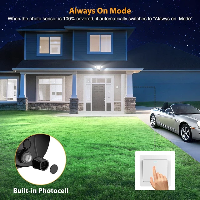 Alt view image 4 of 7 - Onforu 90W Dusk to Dawn Outdoor Lighting,10000lm Flood Lights Outdoor,IP66 Waterproof Black LED Security Light with Photocell,6500k Daylight 4 Adjustable Heads Exterior Light Fixture for Yard,Garden