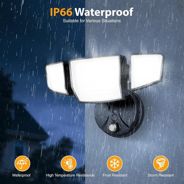 Alt view image 5 of 7 - Onforu 90W Dusk to Dawn Outdoor Lighting,10000lm Flood Lights Outdoor,IP66 Waterproof Black LED Security Light with Photocell,6500k Daylight 4 Adjustable Heads Exterior Light Fixture for Yard,Garden