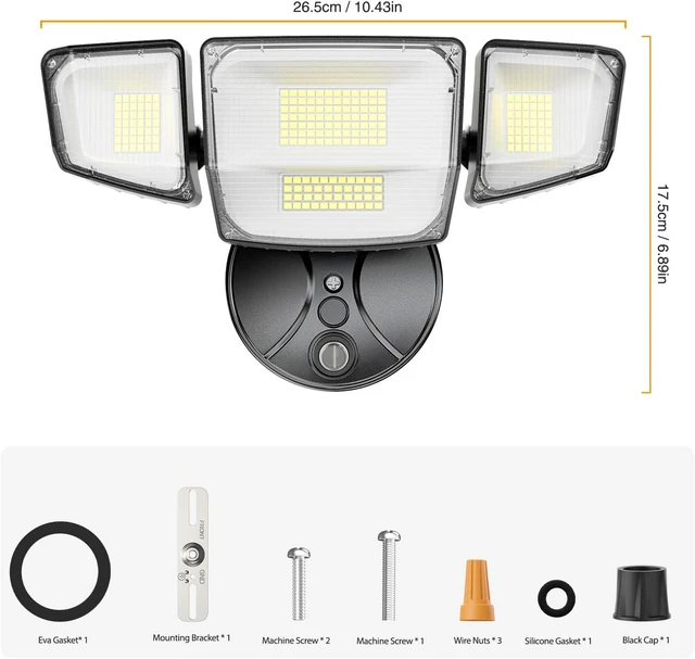 Alt view image 7 of 7 - Onforu 90W Dusk to Dawn Outdoor Lighting,10000lm Flood Lights Outdoor,IP66 Waterproof Black LED Security Light with Photocell,6500k Daylight 4 Adjustable Heads Exterior Light Fixture for Yard,Garden