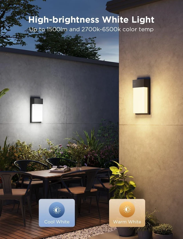 Alt view image 3 of 7 - Govee Outdoor Wall Light,2 Pack,1500LM Smart RGBIC Porch Lights,IP65