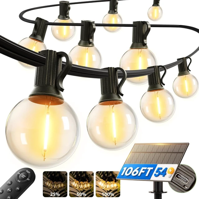 Main image of addlon 100FT 54LED Solar String Lights Outdoor Waterproof with Remote, USB