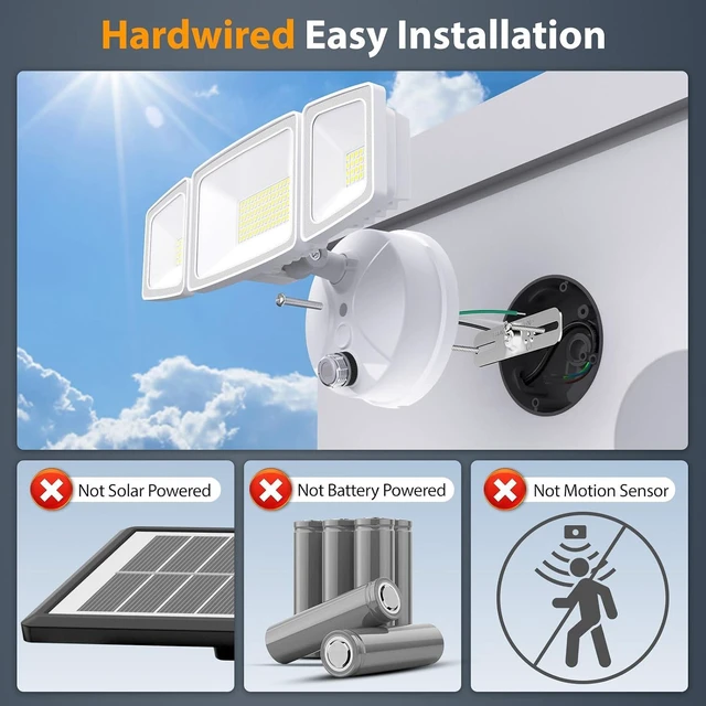 Alt view image 2 of 7 - Onforu 70W LED Dusk to Dawn Outdoor Lighting,2 Packs 7000LM Exterior Flood Lights,IP65 Waterproof Outdoor 3 Adjustable Heads Photocell White Lights Fixture,6500K Daylight White Floodlights(White)