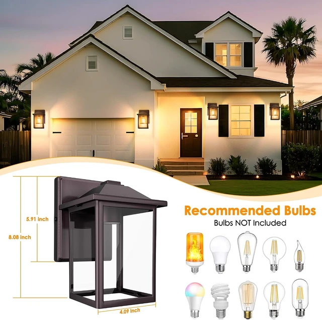 Alt view image 2 of 7 - MATAMEYE Outdoor Wall Light Fixture, Exterior Waterproof Porch Lighting