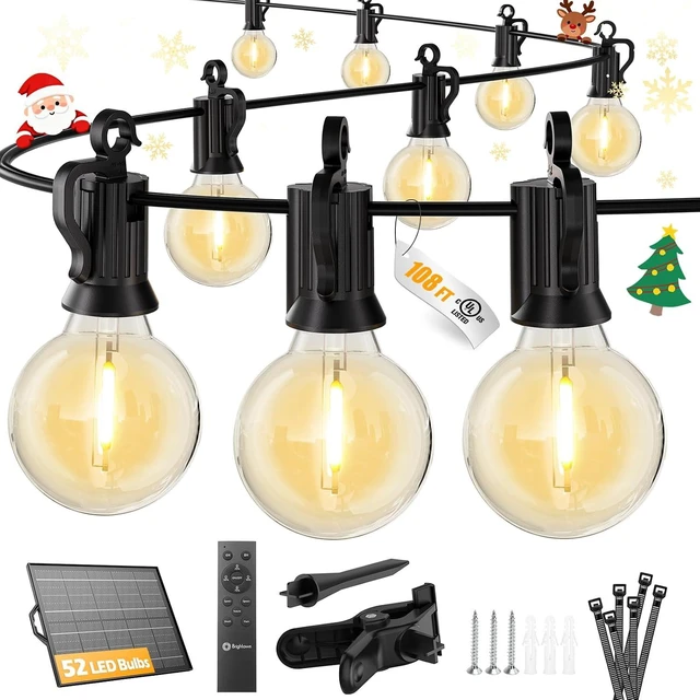 Main image of Brightown 108FT 52LED Solar String Lights Outdoor with Remote & USB Port