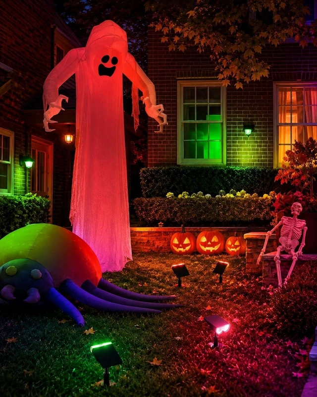 Alt view image 2 of 7 - Consciot Solar Spot Lights Outdoor, Halloween Decorations, Color Changing
