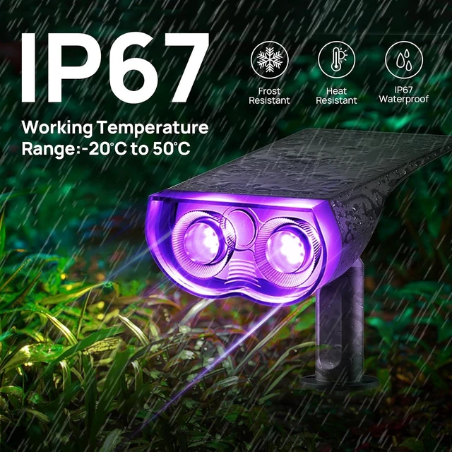Alt view image 6 of 7 - Consciot Solar Spot Lights Outdoor, Halloween Decorations, Color Changing