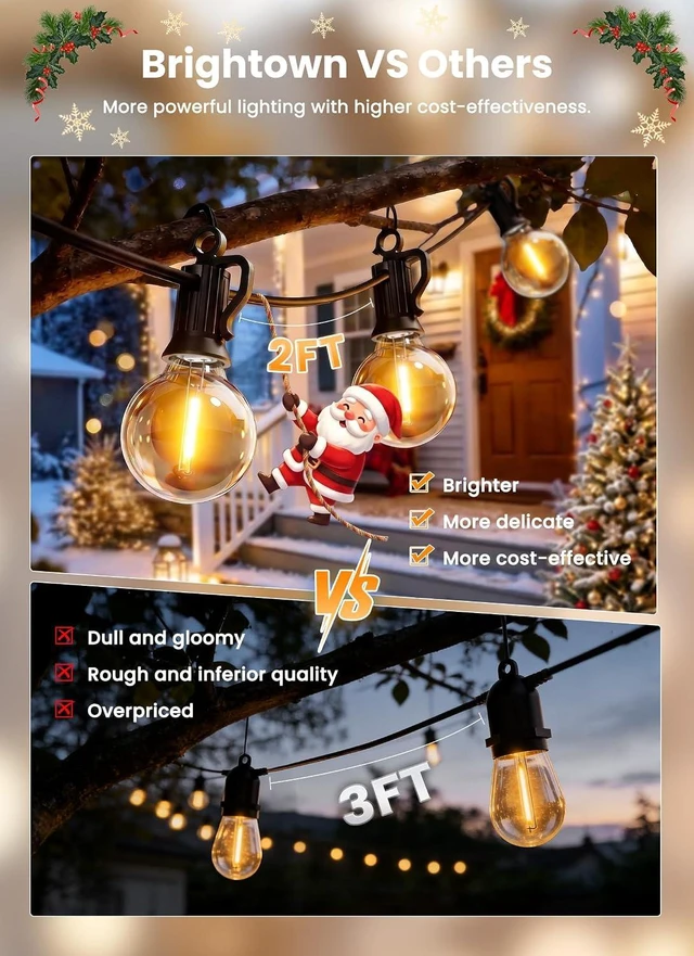 Alt view image 2 of 7 - Brightown 108FT 52LED Solar String Lights Outdoor with Remote & USB Port