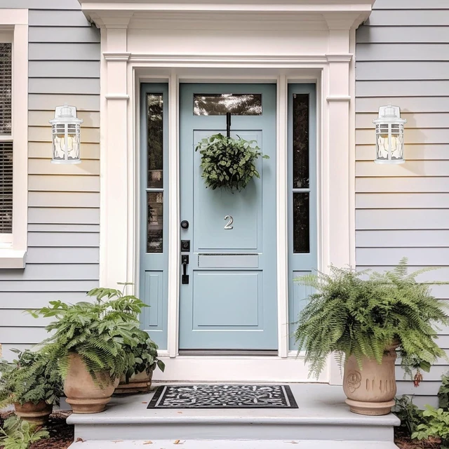 Alt view image 7 of 7 - Darkaway Outdoor Wall Light Fixture,Outside Porch Lights Wall Mounted with Water Ripple Glass Exterior Waterproof Lantern Modern Wall Sconce Lighting for Front Door Yard Patio