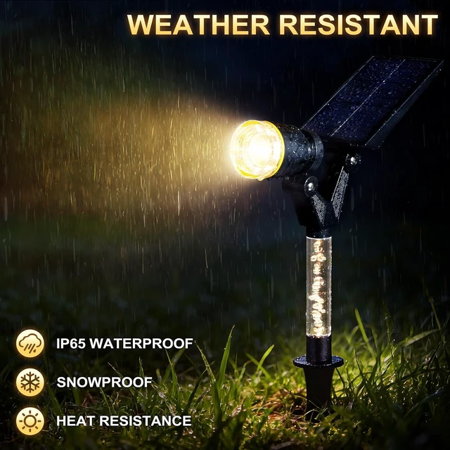 Alt view image 6 of 7 - DenicMic Solar Spot Lights Outdoor Waterproof Warm Lens LED 4 Pack