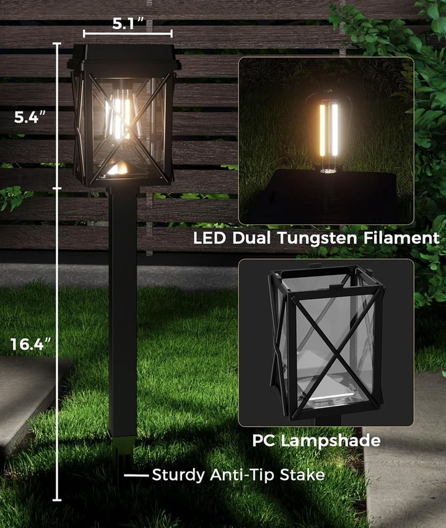 Alt view image 4 of 7 - XMCOSY+ Solar Pathway Lights Outdoor, 6 Pack Bright Solar Garden Lights