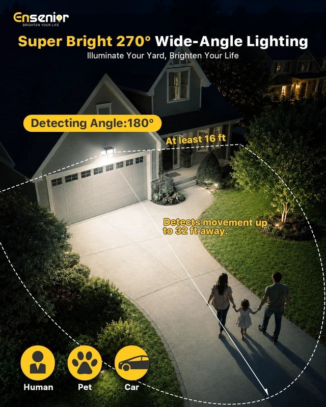 Alt view image 4 of 7 - Motion Sensor Outdoor Solar Lights, Security Flood Lights 4-Head, 2-Pack