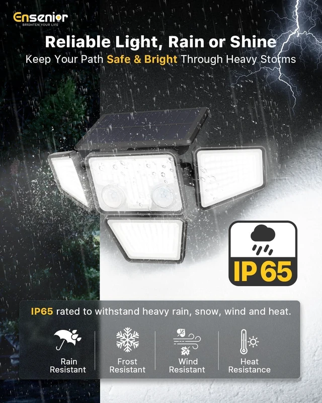 Alt view image 7 of 7 - Motion Sensor Outdoor Solar Lights, Security Flood Lights 4-Head, 2-Pack