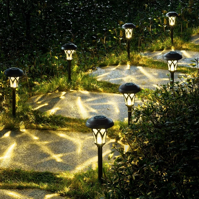 Alt view image 6 of 7 - GIGALUMI Solar Pathway Lights Outdoor, Metal Glass & ABS Landscape Lights