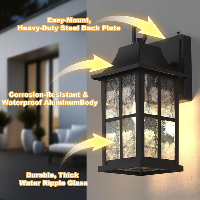 Alt view image 3 of 7 - Aluminium Dusk to Dawn Outdoor Porch Lights, 12.8in, 2 Pack