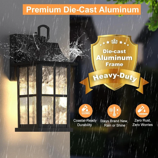 Alt view image 4 of 7 - Aluminium Dusk to Dawn Outdoor Porch Lights, 12.8in, 2 Pack