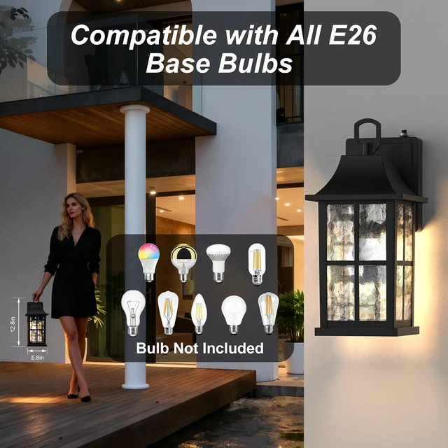 Alt view image 5 of 7 - Aluminium Dusk to Dawn Outdoor Porch Lights, 12.8in, 2 Pack
