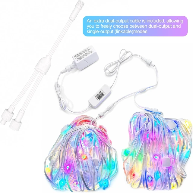 Alt view image 7 of 7 - Permanent Outdoor Lights 200ft RGB+IC Outdoor String Lights App&Voice Control,IP67 Waterproof,100 Scene Modes Decoration for Home Christmas,Halloween,Holiday100ftx2pack