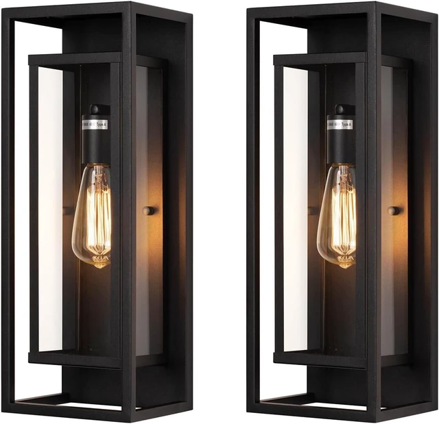 Main image of mirrea 18" Modern Outdoor Porch Wall Light, Matte Black, 2 Pack