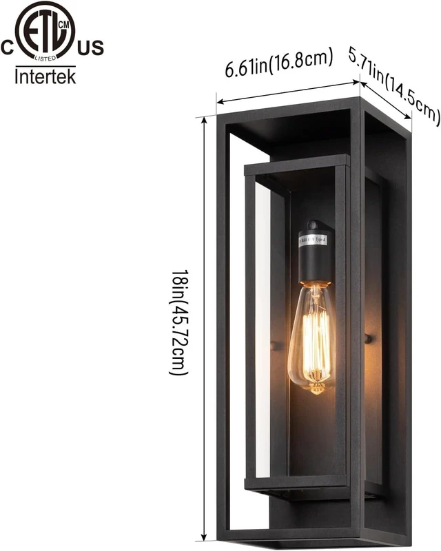 Alt view image 4 of 7 - mirrea 18" Modern Outdoor Porch Wall Light, Matte Black, 2 Pack