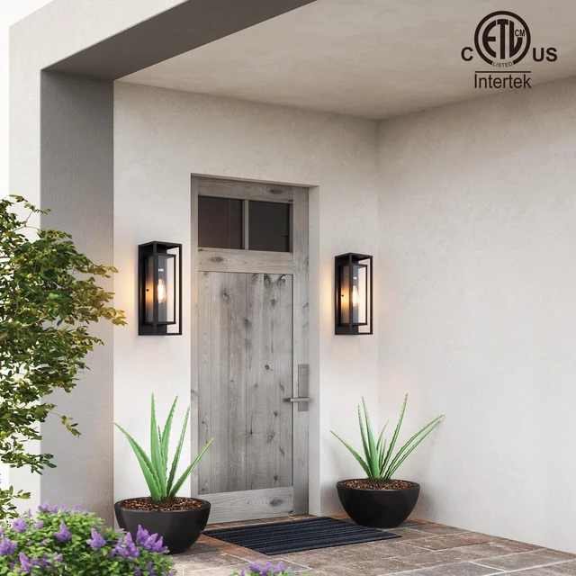 Alt view image 3 of 7 - mirrea 18" Modern Outdoor Porch Wall Light, Matte Black, 2 Pack