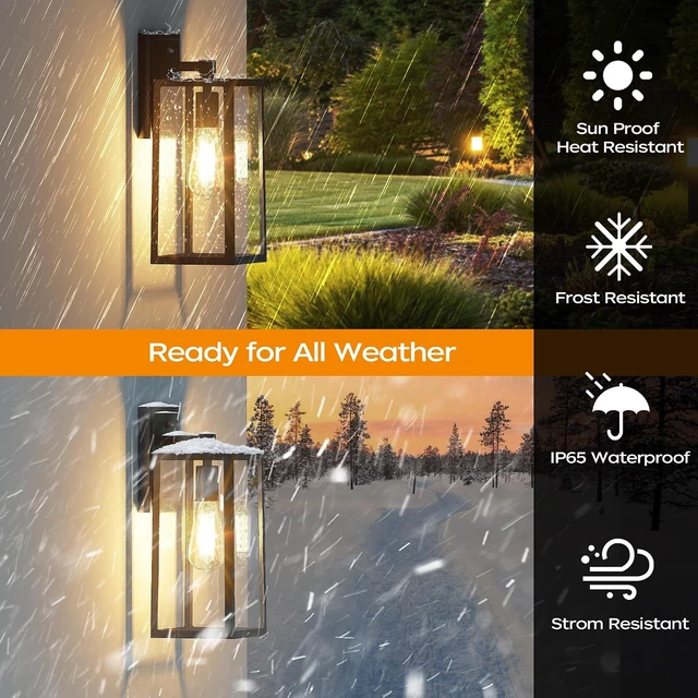 Alt view image 3 of 7 - PARTPHONER Dusk to Dawn Outdoor Light Fixtures Wall Mount, Sensor Porch Lights, Anti-Rust Exterior Wall Sconce Lighting Lamp, Waterproof Wall Lantern for Doorway, Garage, 2-Pack