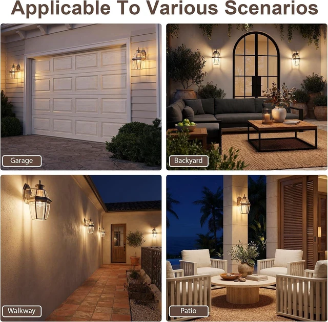 Alt view image 3 of 7 - Outdoor Wall Lantern, 12 Inch Waterproof Exterior Light Fixture.