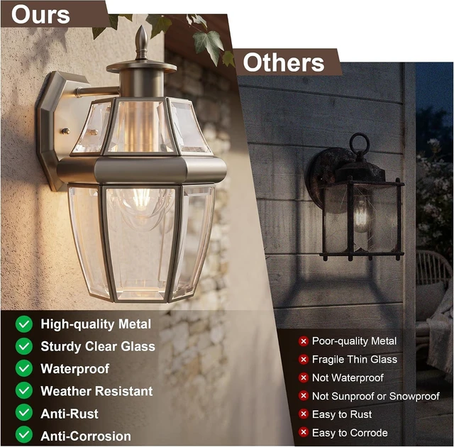 Alt view image 5 of 7 - Outdoor Wall Lantern, 12 Inch Waterproof Exterior Light Fixture.