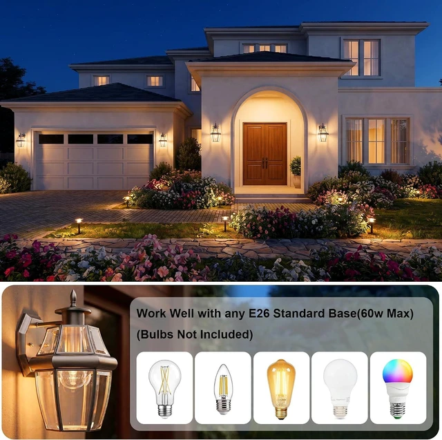 Alt view image 7 of 7 - Outdoor Wall Lantern, 12 Inch Waterproof Exterior Light Fixture.