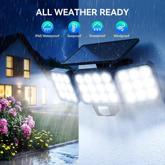 Alt view image 6 of 7 - Solar Flood Lights, 3500LM Motion Sensor Outdoor Lights with Remote