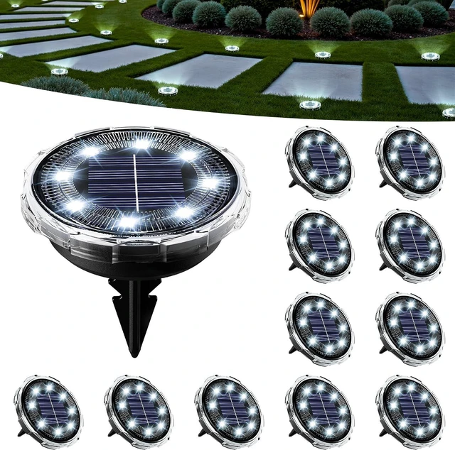 Main image of SOLPEX Solar Ground Lights Outdoor, Pathway Lights 12 Pack Cool White
